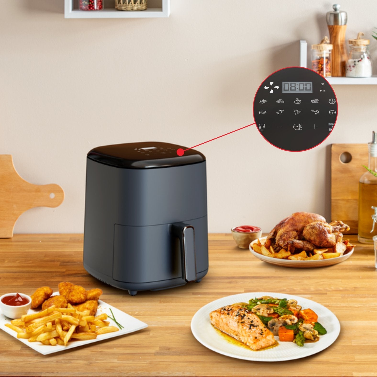 Freidora De Aire Tefal Easy Fry Max Ey245b Sencillo 5 L Independiente 1500 W Caliente Gris