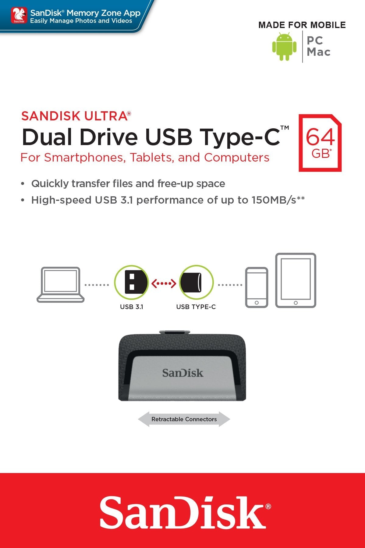 EAN 0619659142056 - SanDisk Ultra Dual Drive USB Type-C unidad flash USB 64 GB USB Type-A / USB Type-C 3.2 Gen 1 (3.1 Gen 1) imagen 10