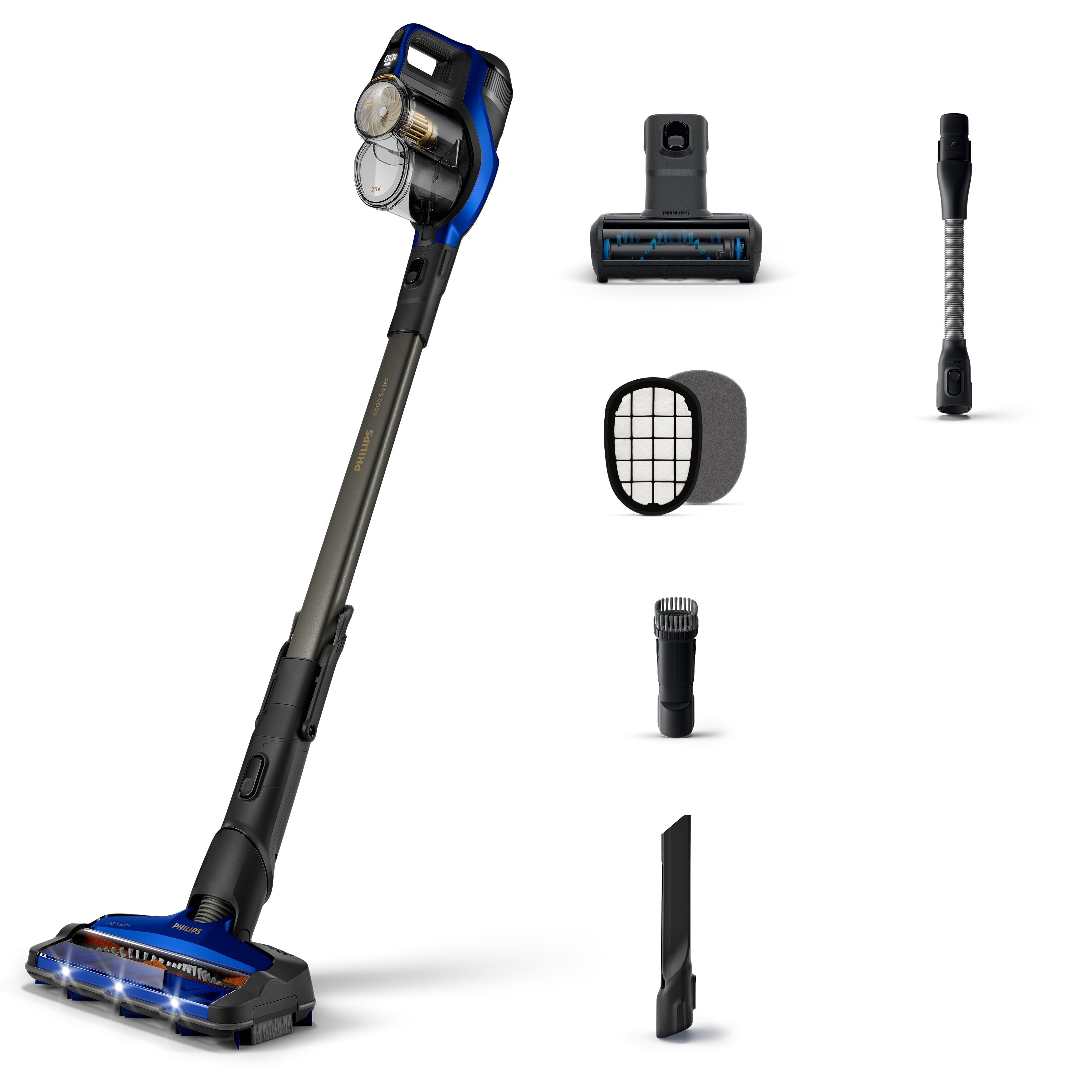 Philips Xc8049 01 Vacuum Cleaner, Handstick 2in1, Operating Time 70 Min, Dust Container 0.6 L, Lithium Ion, Blue Black