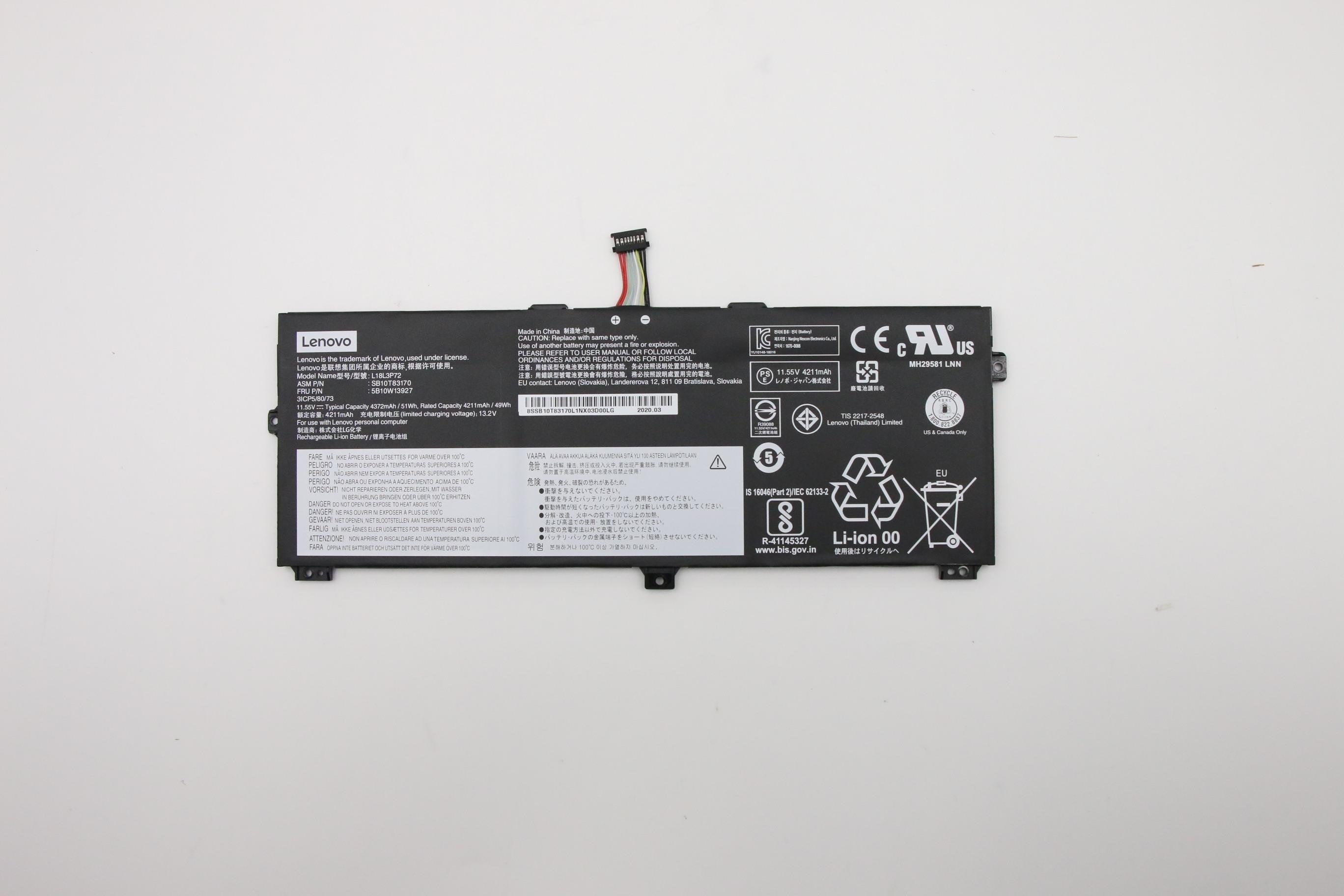 Internal, 3c, 50wh, Liion, Lgc - 5b10w13927, Battery, Lenovo - Warranty: 3m