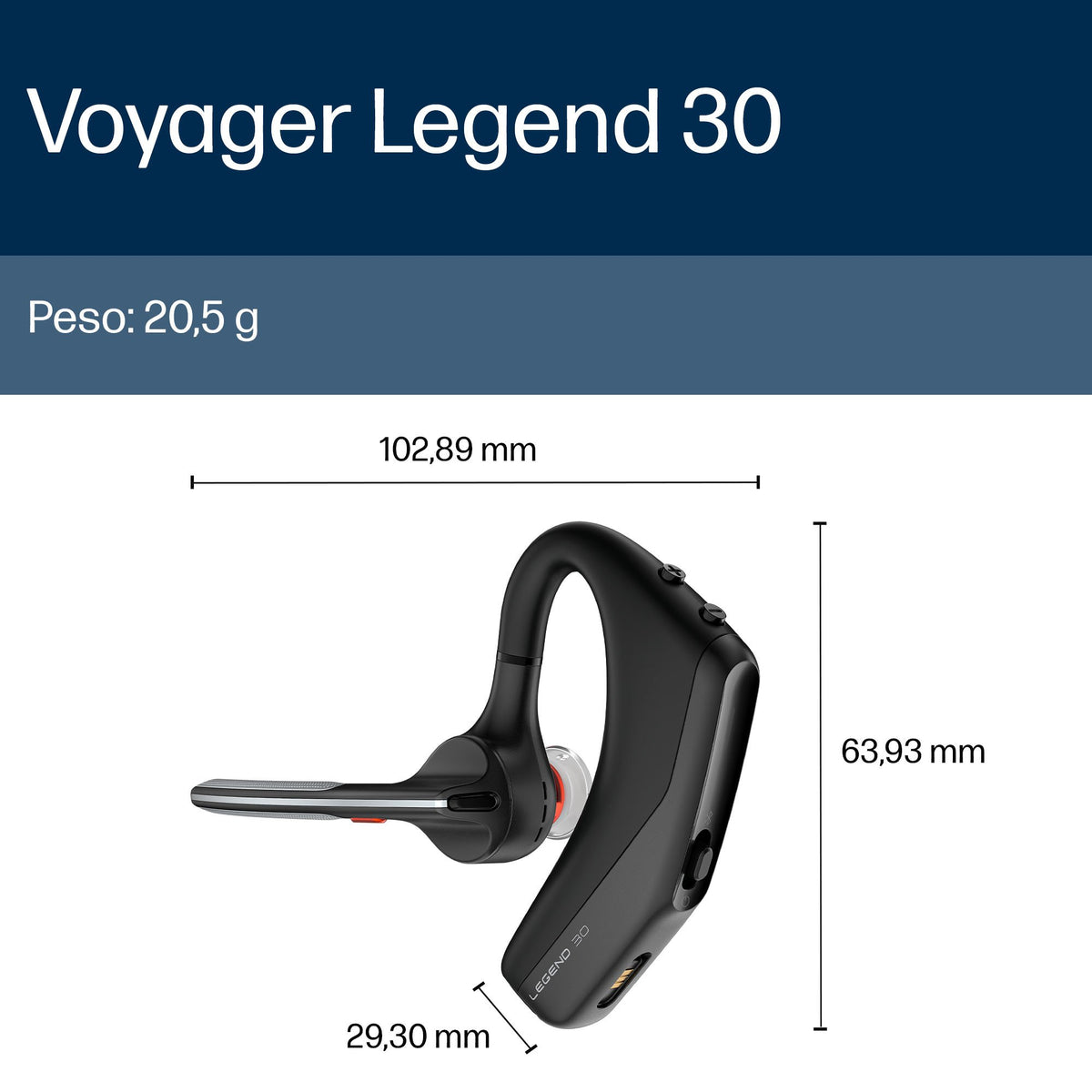EAN 0198701663348 - HP Poly Voyager Legend 30 Headset Inalámbrico Dentro de oído Llamadas/Música Bluetooth Negro imagen 3