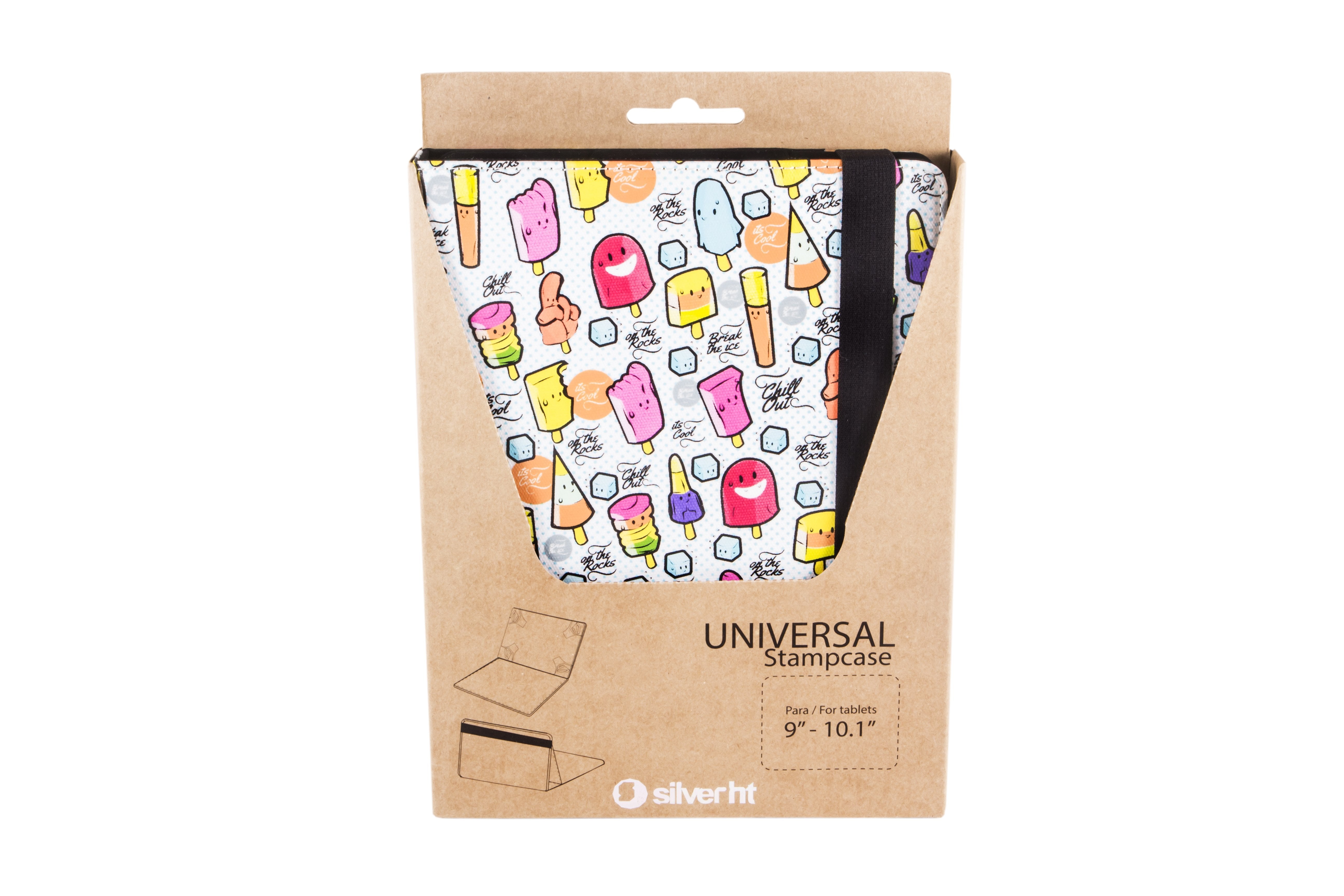 Funda Universal Silver Ht Para Tablet 9-10.1"Cool Ice Pop Blanco Puntos Azules