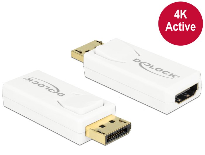 Delock Adaptador Displayport 1.2 Macho Hdmi Hembra 4k Activo Blanco