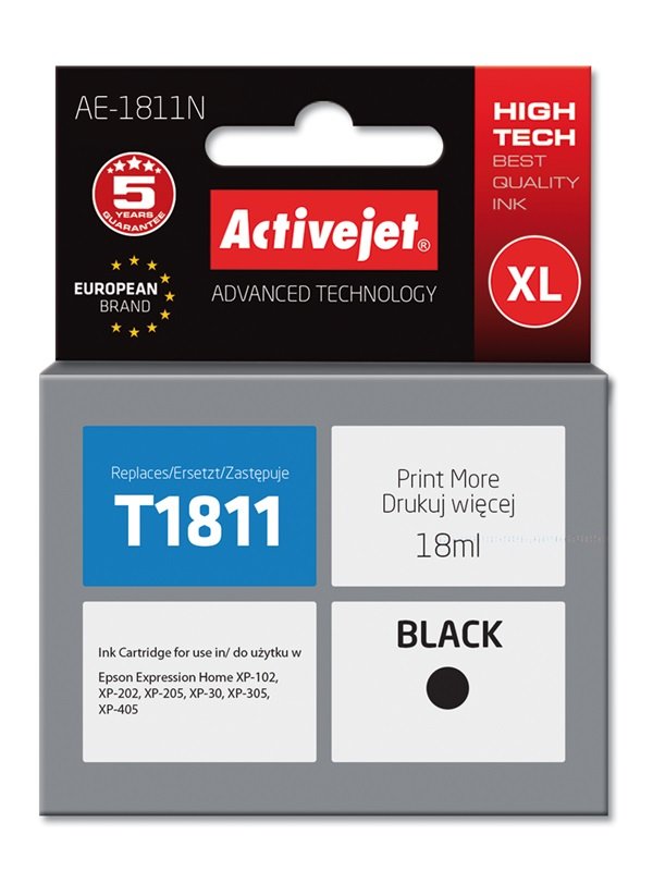 EAN 5901443017561 - Activejet AE-1811N cartucho de tinta 1 pieza(s) Compatible Alto rendimiento (XL) Negro imagen 1