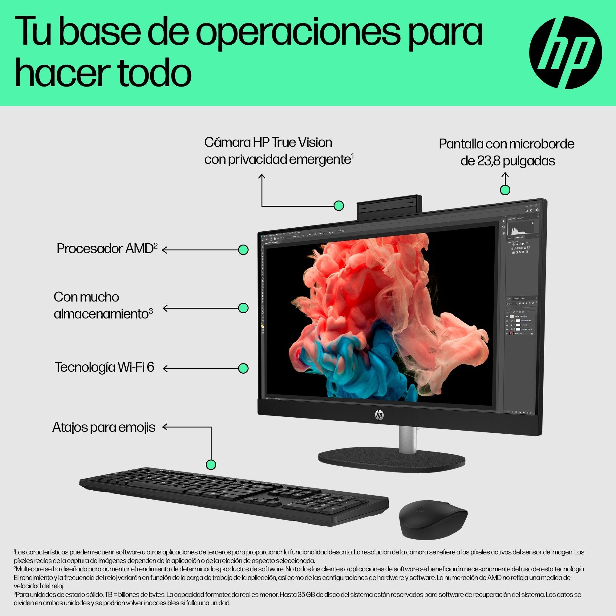EAN 0198990107493 - HP 24-cr0110ns AMD Ryzen™ 5 7520U 60,5 cm (23.8") 1920 x 1080 Pixeles PC todo en uno 16 GB LPDDR5-SDRAM 1 imagen 10