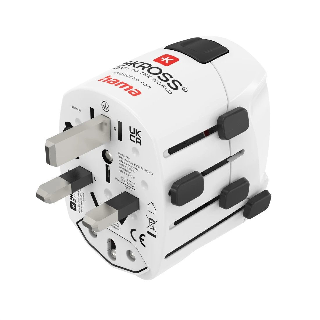 Hama World Travel Pro Adaptador Universal De Viaje - Mas De 150 Paises - 250v, 7a - Blanco