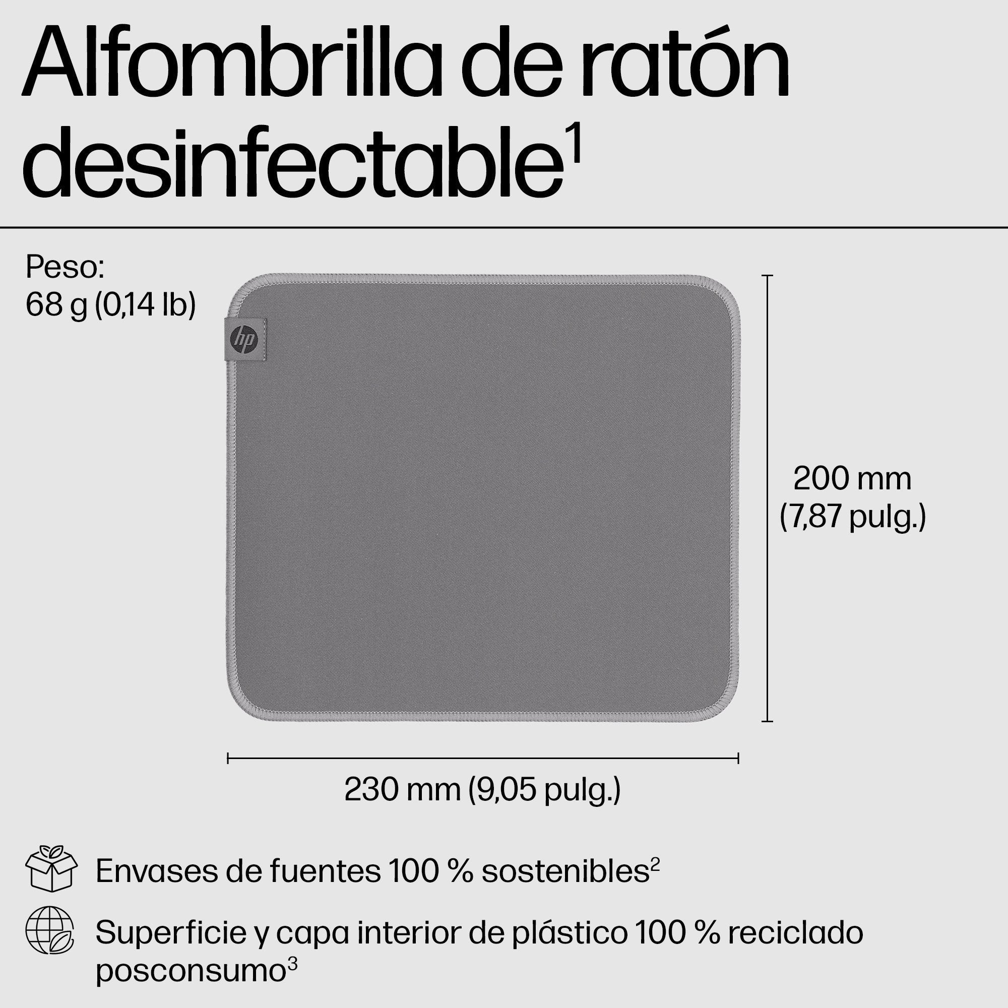 EAN 0197498446769 - HP 100 Sanitizable Mouse Pad Gris imagen 3