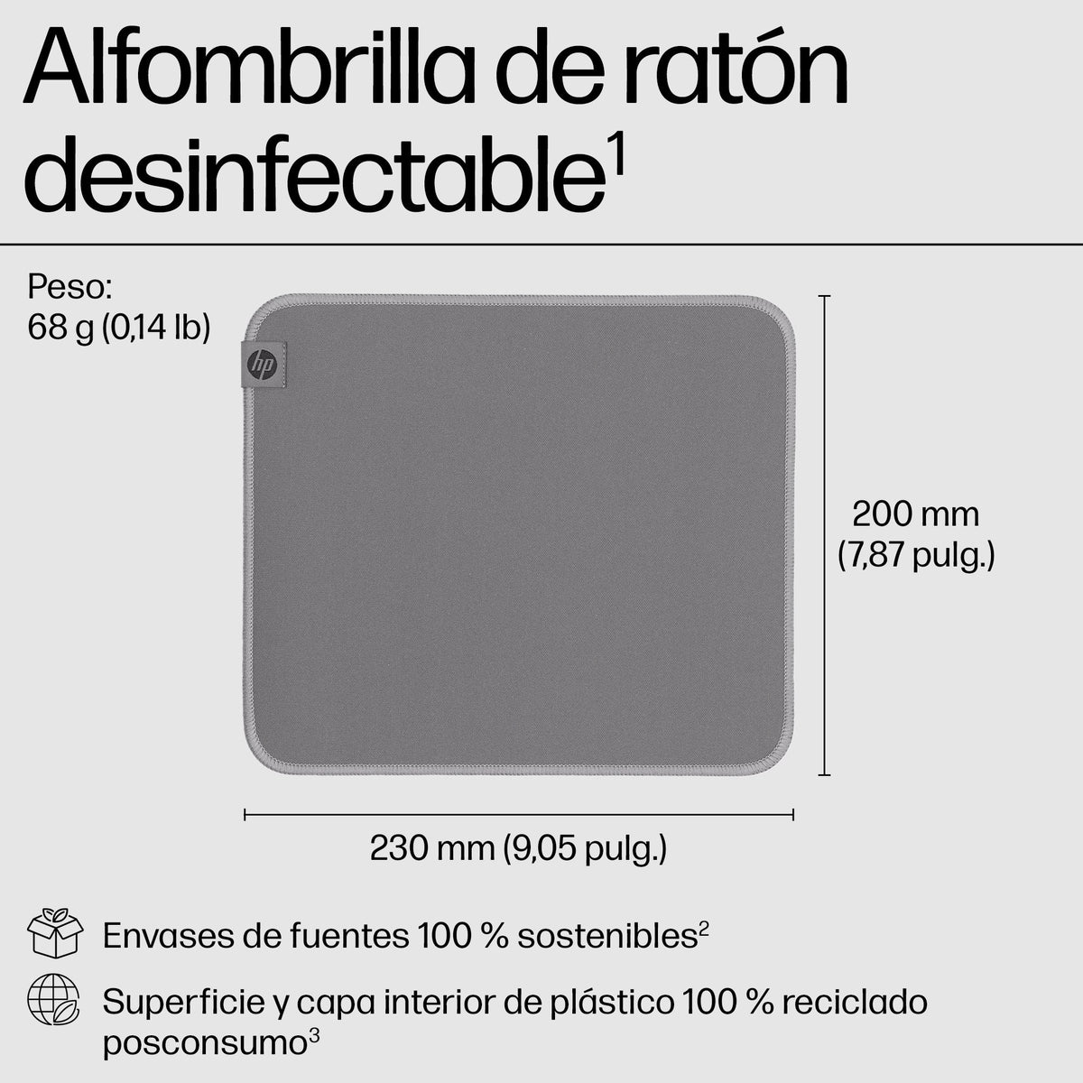 EAN 0197498446776 - HP 105 Sanitizable Mouse Pad Gris imagen 2