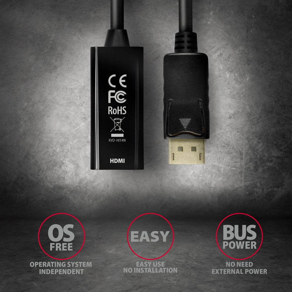 EAN 8595247906052 - Axagon RVD-HI14N adaptador de cable de vídeo 0,18 m DisplayPort HDMI Negro imagen 5