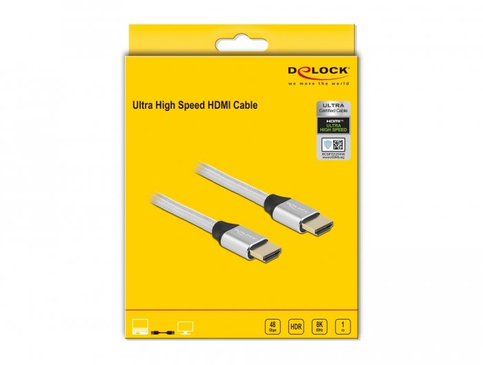 Delock Ultra High Speed Hdmi Cable 48 Gbps 8k 60 Hz Plata 1 M Certificado