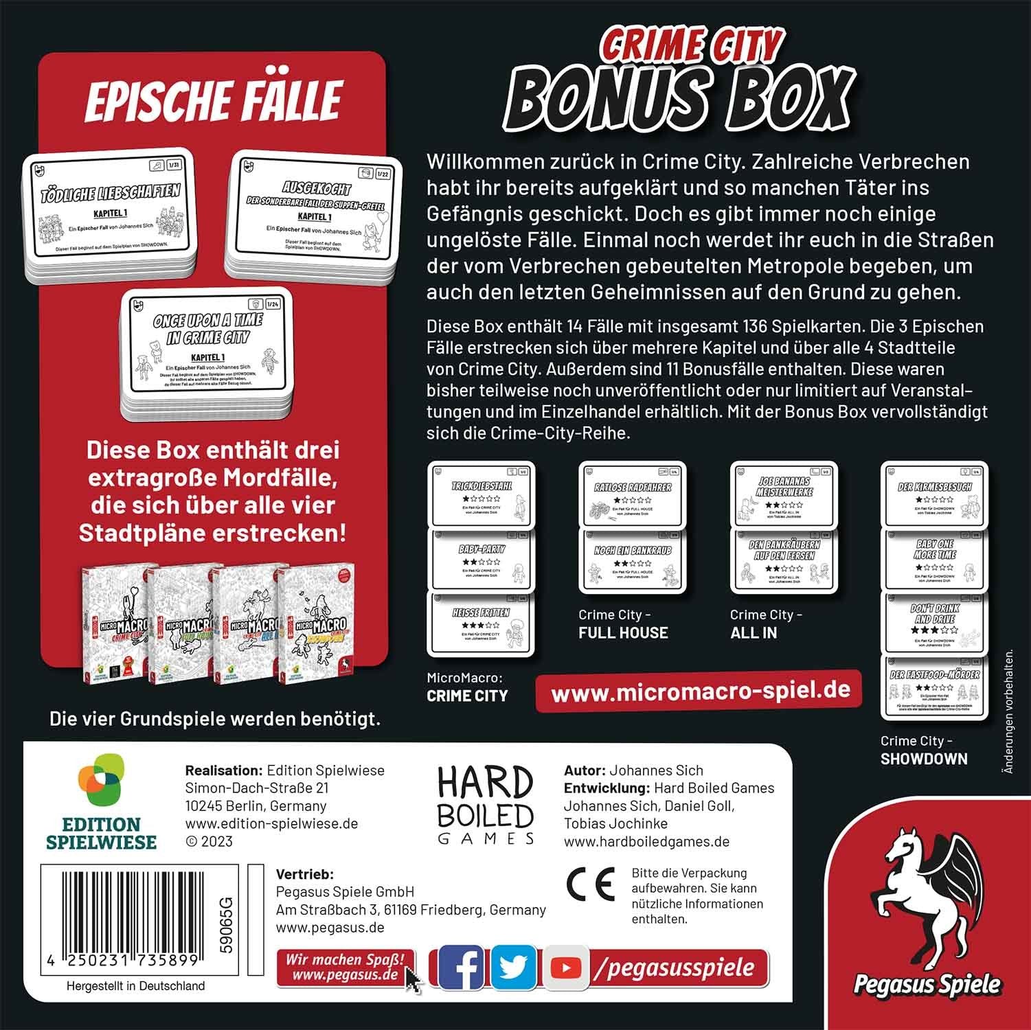 Pegasus Micromacro: Crime City - Bonus Box, Extensión Del Juego De Mesa 59065g