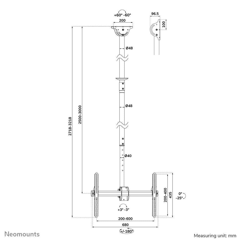 Neomounts Deh 37"-70" 1tft 1gelenk H:250-300cm Máx.50 Schwa