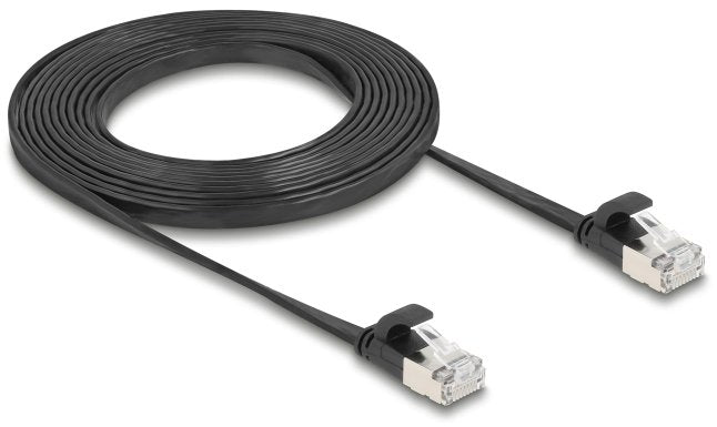 Delock Rj45 Flachband Cable De Red Stecker Zu Stecker Cat.6a U Ftp 3 M Schwarz