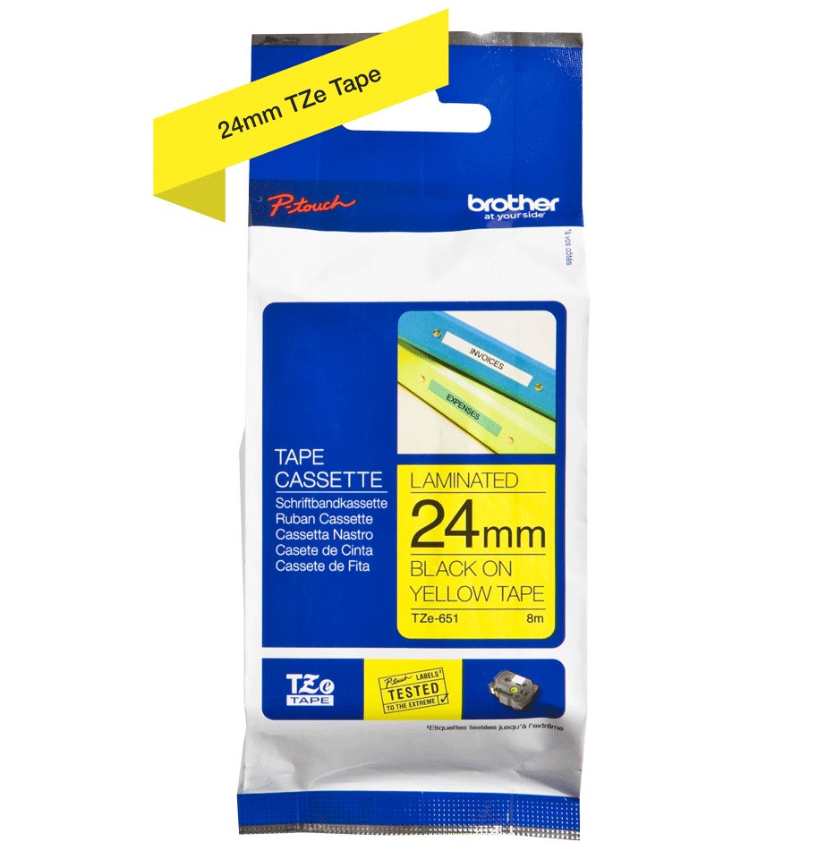 Brother Cinta Laminada Amarillo/Negro 24mm