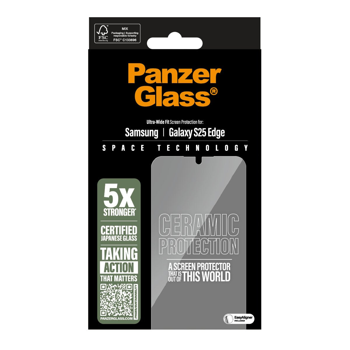 EAN 5715685025556 - PanzerGlass ® Ceramic Screen Protector Samsung S25 Edge | Ultra-Wide Fit w. EasyAligner Protector de pant imagen 3