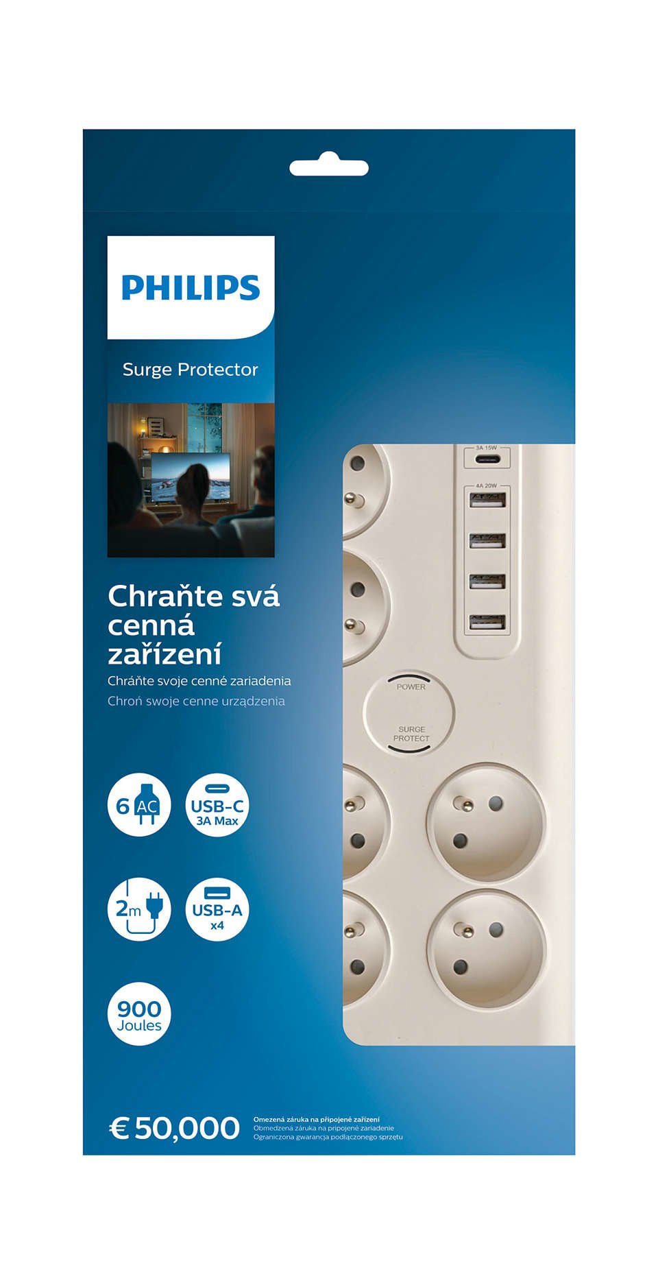 EAN 4895229118447 - Philips SPN7060WA/60 limitador de tensión Blanco 6 salidas AC 2 m imagen 2
