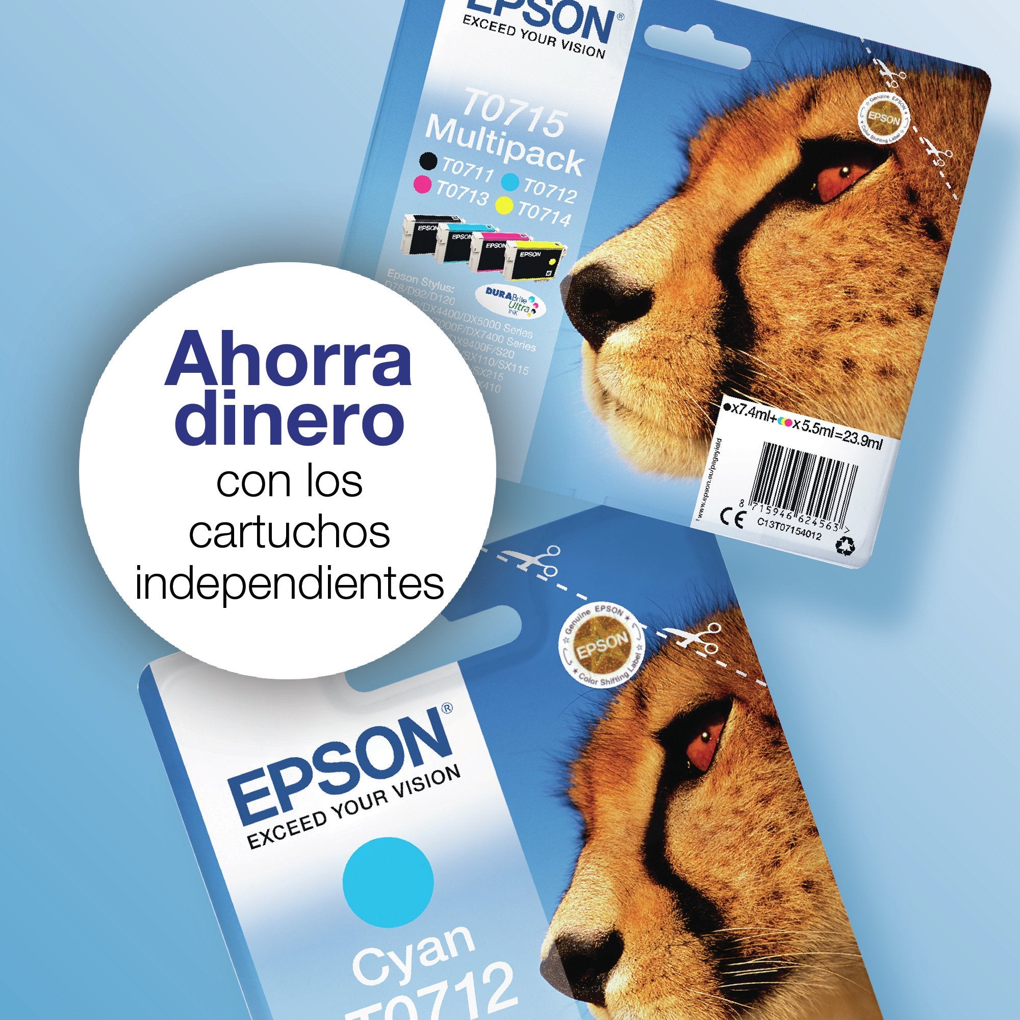 EAN 8715946624563 - Epson T0715 cartucho de tinta 1 pieza(s) Original Rendimiento estándar Negro, Cian, Magenta, Amarillo imagen 3
