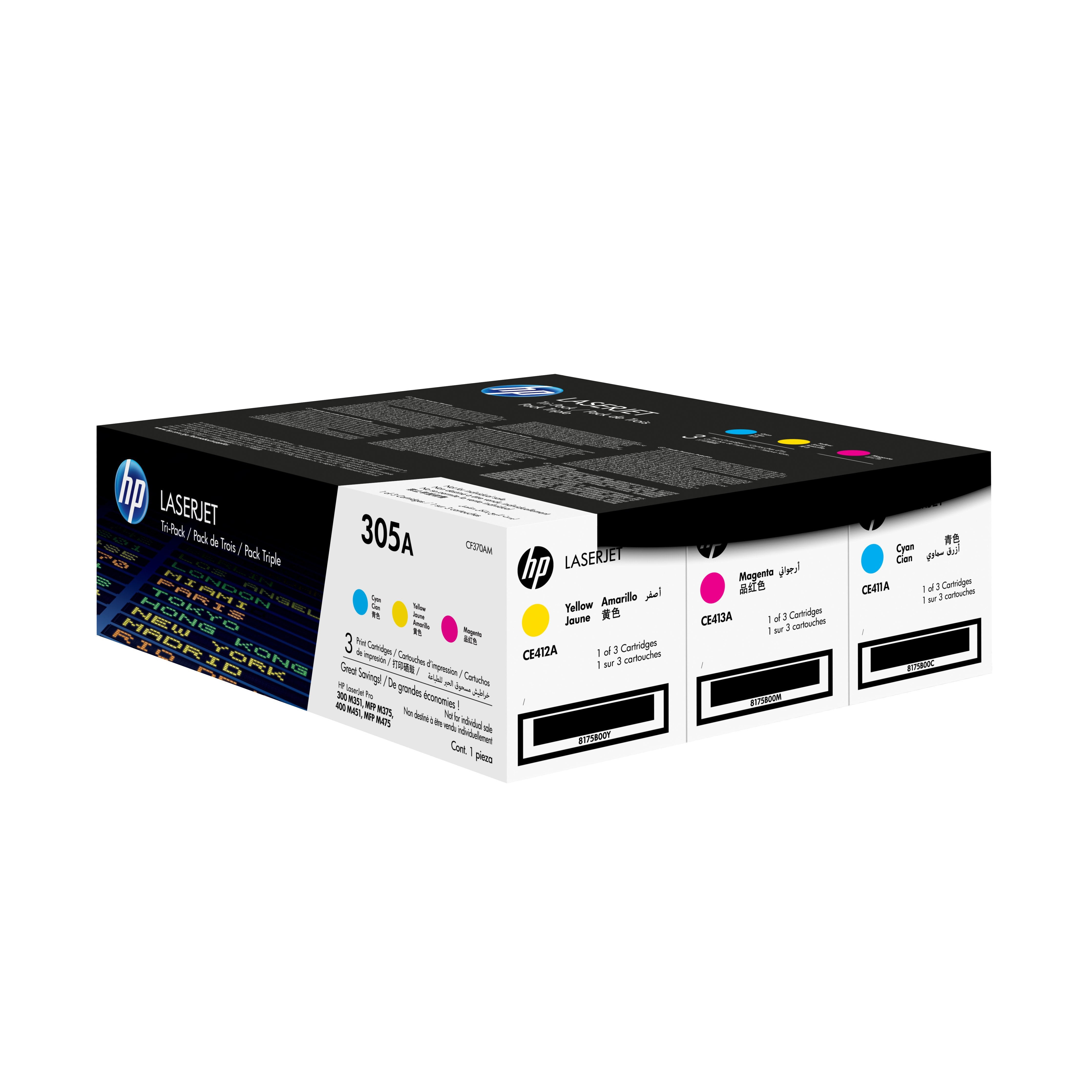 EAN 0887111403049 - HP 305A 3-pack Cyan/Magenta/Yellow Original LaserJet Toner Cartridges cartucho de tóner 3 pieza(s) Cian, imagen 3