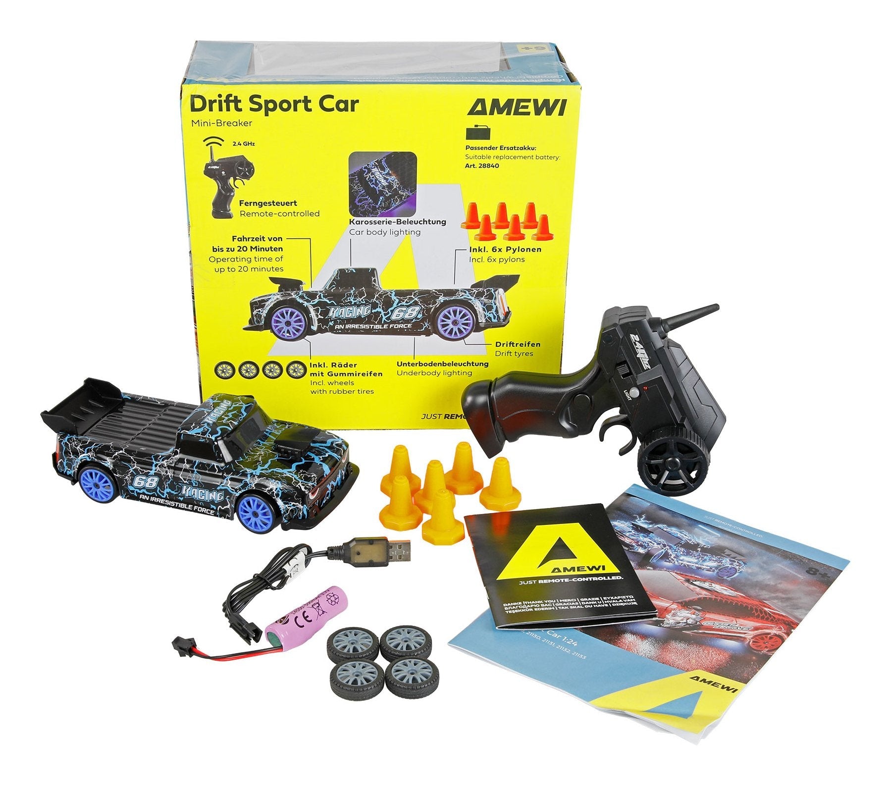Amewi Drift Sport Car Mini-Breaker 4wd 1:24 Rtr Azul 6+