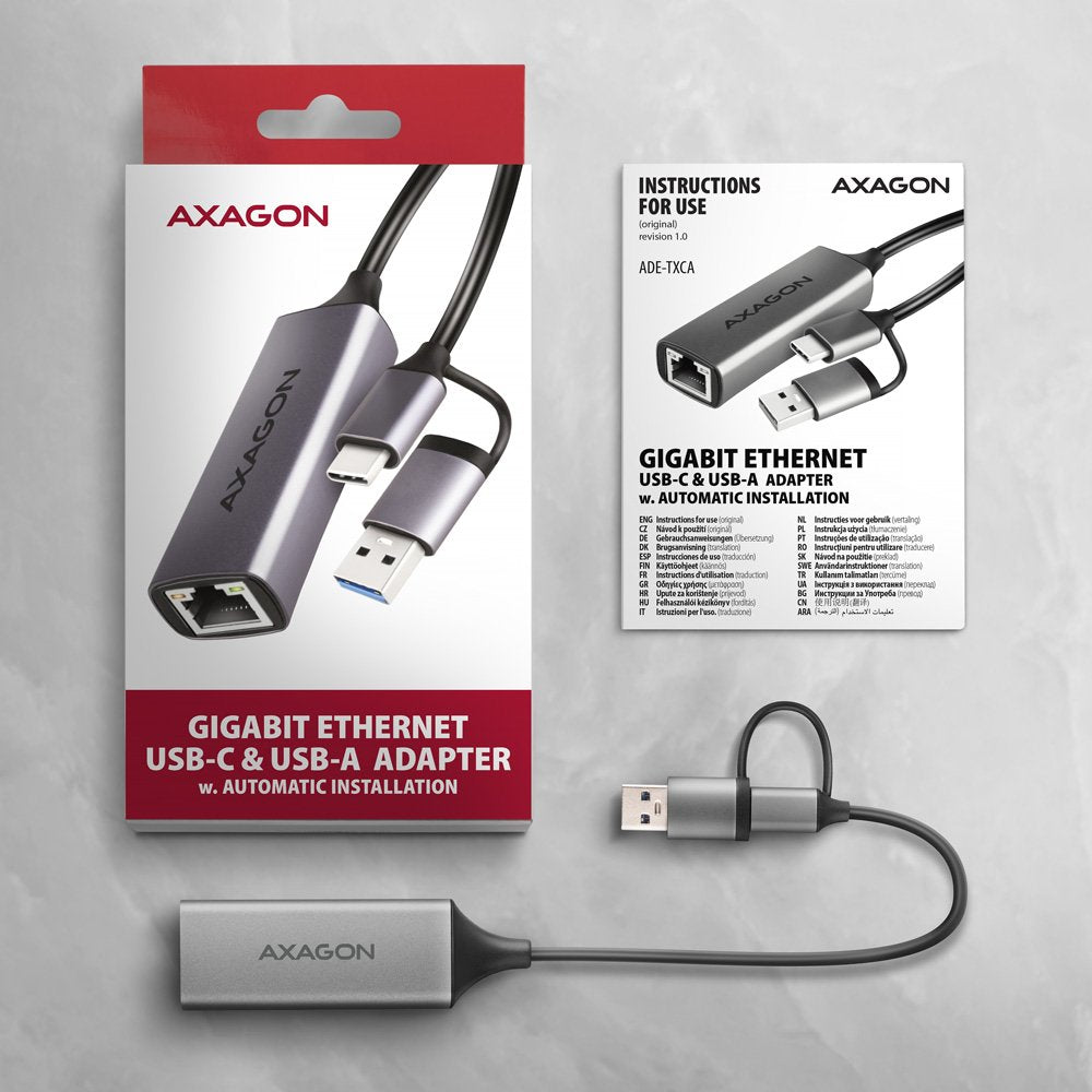 EAN 8595247907943 - Axagon ADE-TXCA Gigabit Ethernet Adapter USB-C+ USB-A - titangrau - Adapter - Digital/Daten 1000 Mbit/s imagen 8