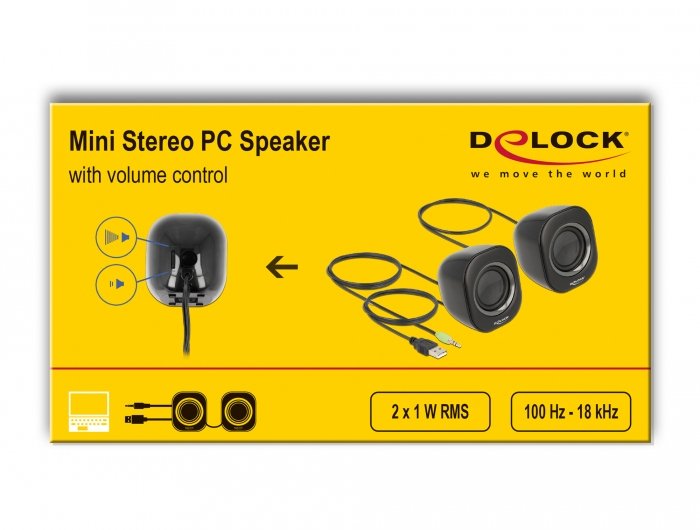 Altavoz Delock 27002 Negro, Gris Alámbrico 2 W