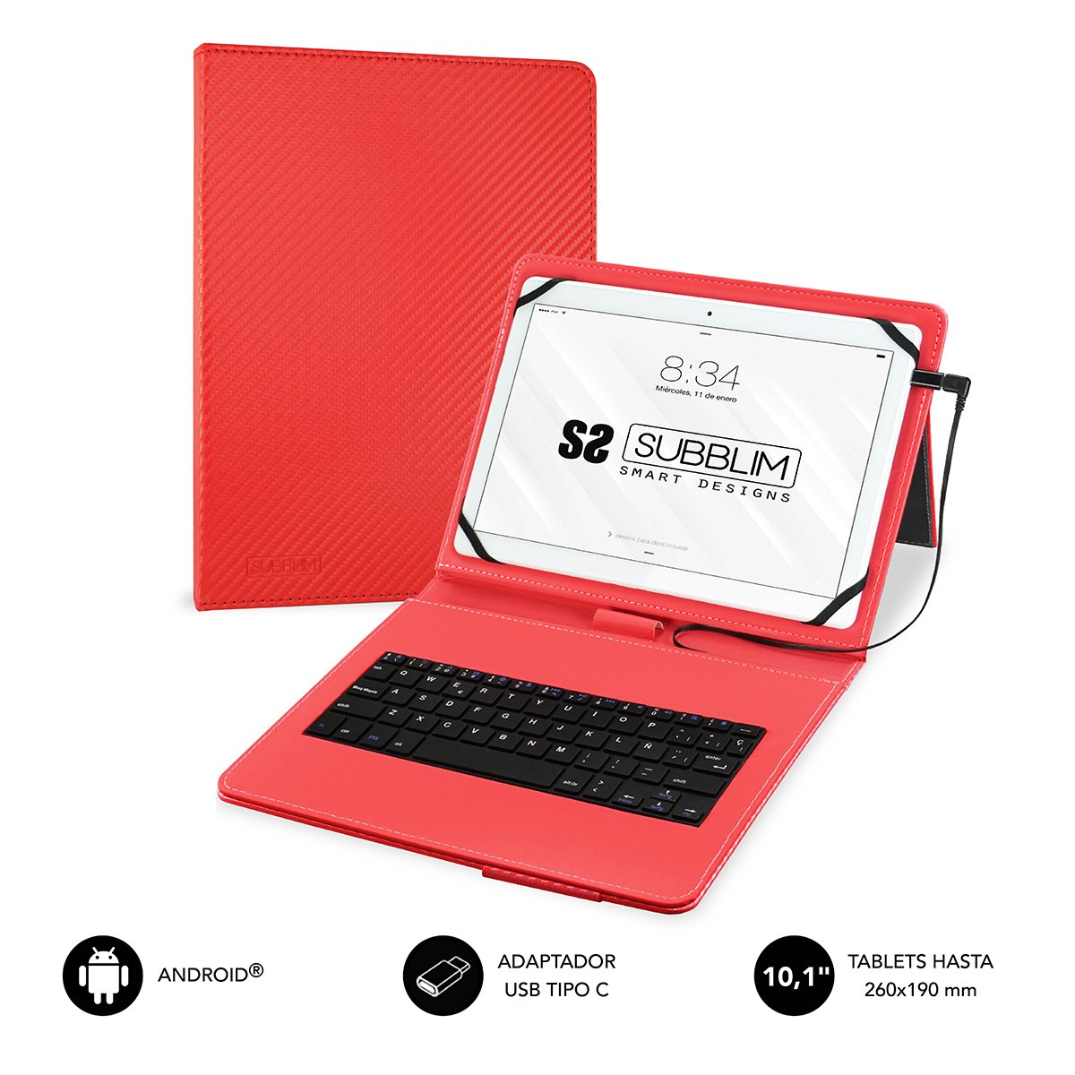 EAN 8436586741037 - SUBBLIM SUB-KT1-USB002 teclado para móvil QWERTY Español MicroUSB Rojo imagen 1
