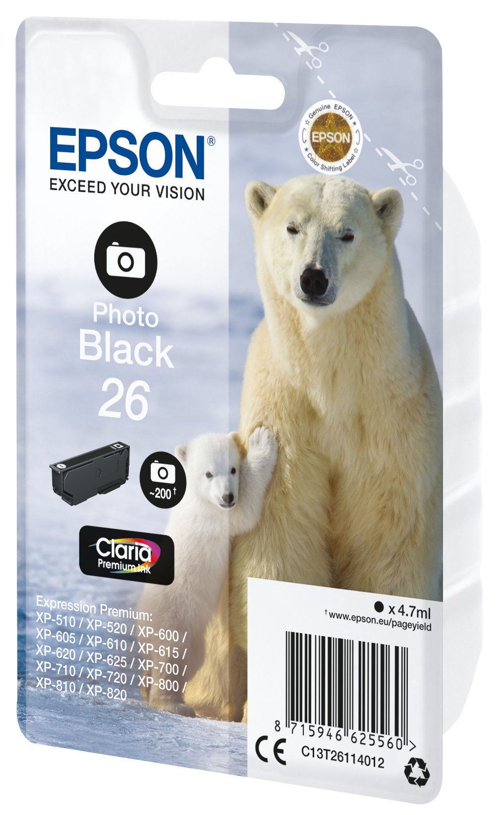 EAN 8715946625560 - Epson Polar bear C13T26114012 cartucho de tinta 1 pieza(s) Original Rendimiento estándar Negro imagen 1