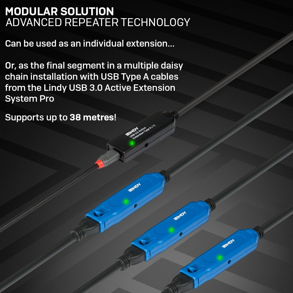 Cable Lindy 43375 Usb 3.2 Gen 1 (3.1 Gen 1) 20 M Usb A Negro