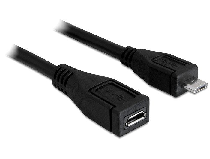 Delock Cable Usb 2.0 Micro-B Macho > Usb 2.0 Micro-B Hembra 1m Negro