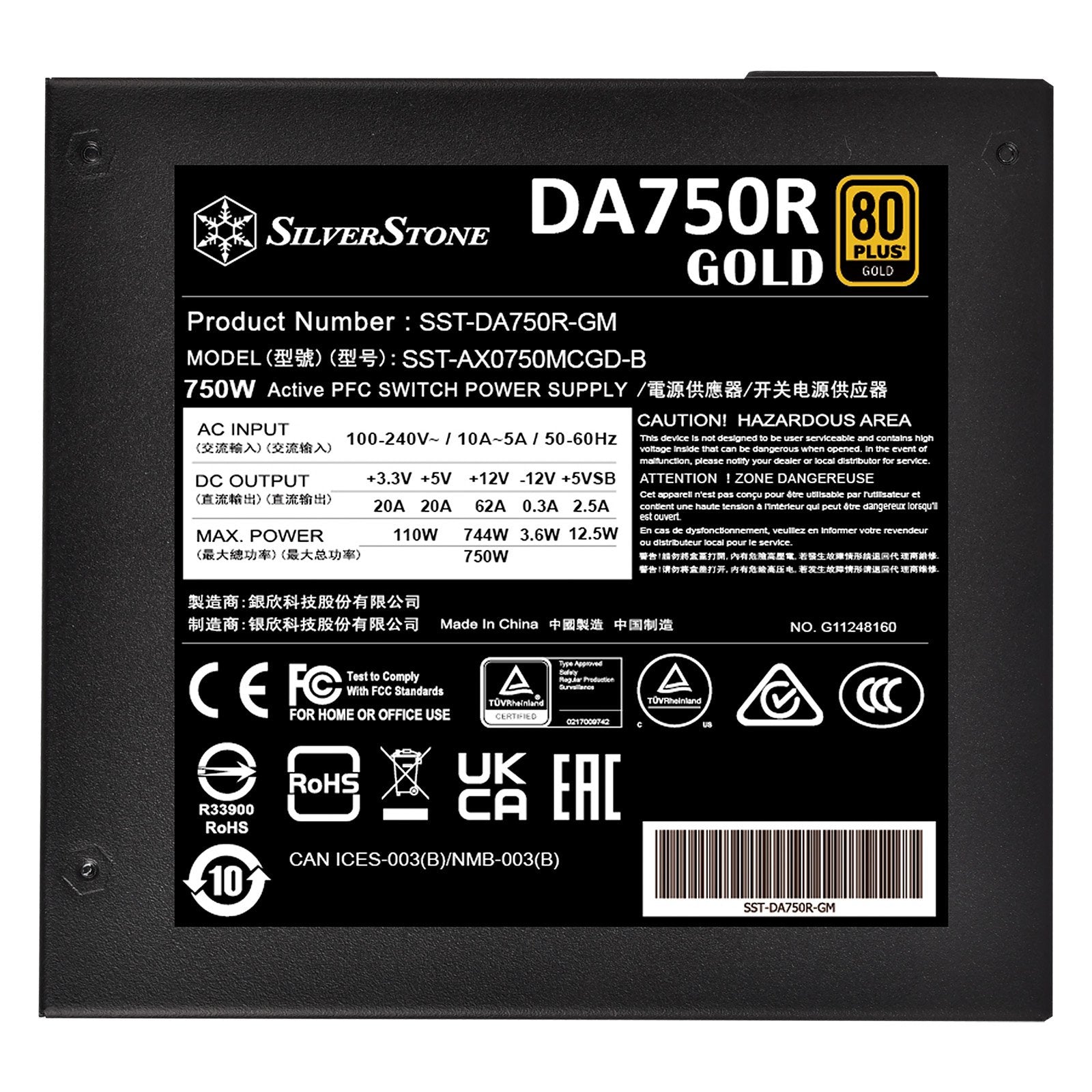 Fuente Alimentacíon Silverstone 750w 80 Plus Gold, Modular, Atx 3.0 Sst-Da750r-Gma