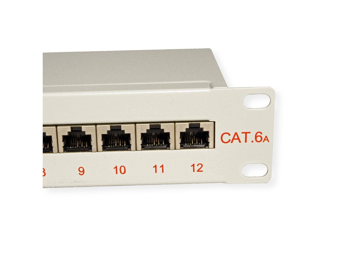 Roline 10-Zoll Patchpanel 12 Ports, Cat.6a (Class Ea), Geschirmt