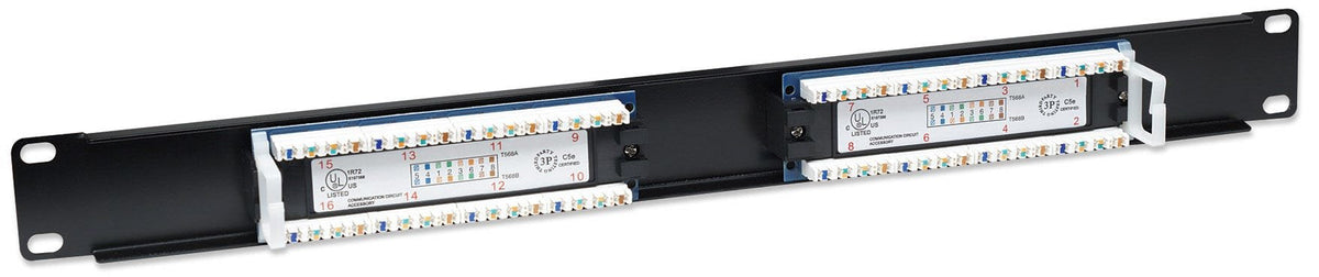 Patchpanel Intellinet, 19 ", Cat5e, 16 Puertos, Utp, 1u, Negro
