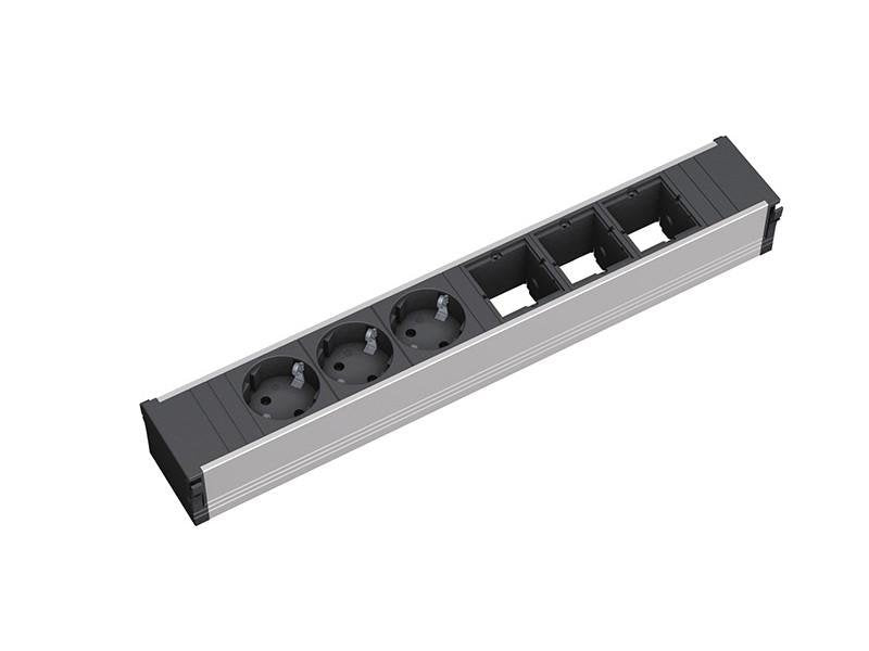 Bachmann 912.006 Base Múltiple 3 Salidas Ac Negro, Plata, Regleta 3 Salidas Ac, Negro, Plata