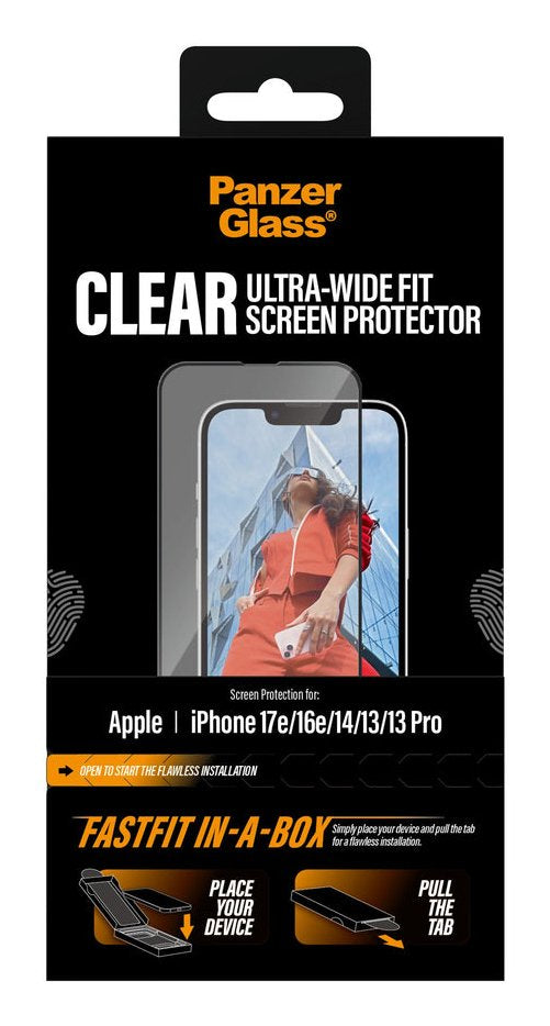 Panzerglass Screen Protector Iphone 16e 14 13 13 Pro Ultra-Wide Fit W. Fastfit In-A-Box