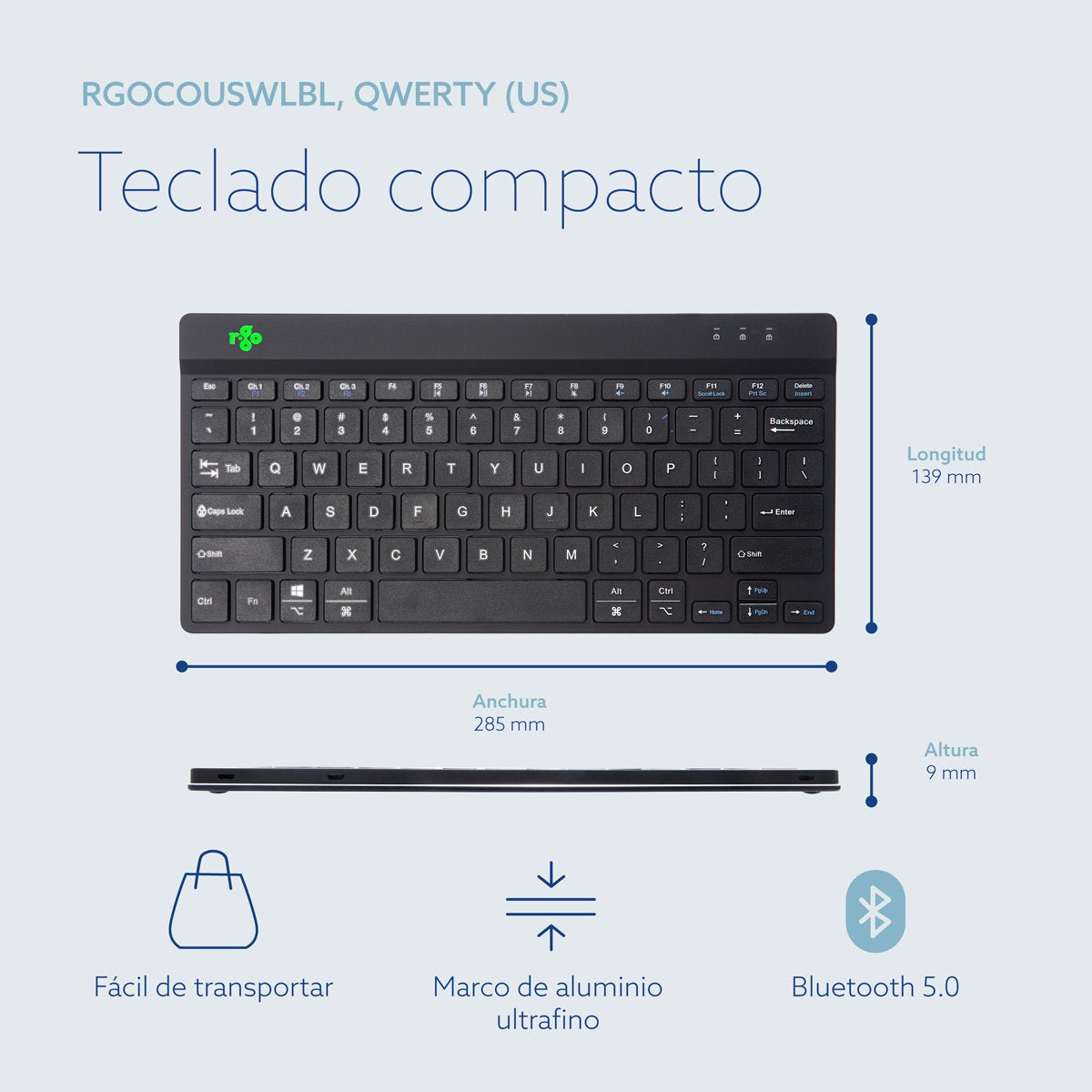 EAN 8719274491552 - R-Go Tools RGOCOUSWLBL teclado Universal Inglés de EE. UU. imagen 10