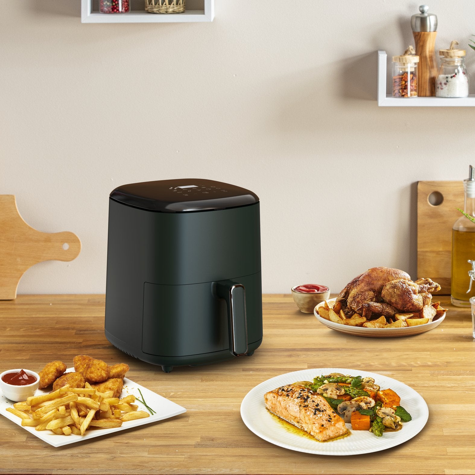EAN 3045387291082 - Tefal Easy Fry Max EY2453 Sencillo 5 L Independiente 1500 W Freidora de aire caliente Verde imagen 8
