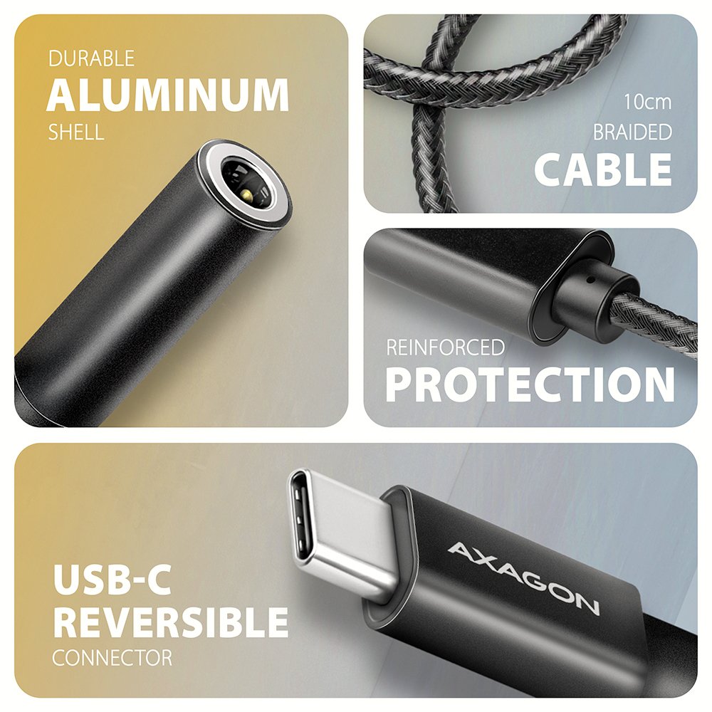 EAN 8595247908193 - Axagon ADA-HC cable de audio 0,1 m 3,5mm USB Tipo C Negro imagen 3