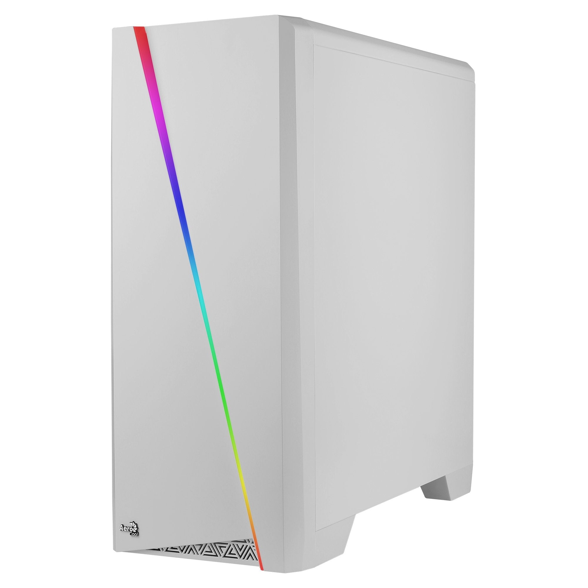 Caja Pc Aerocool Semitorre Cylon White Frontanl Elegante Con Linea De Iluminacion Rgb Lateral Transluciodo Acrilico Lector Sd Y Microsd 198(W)X4