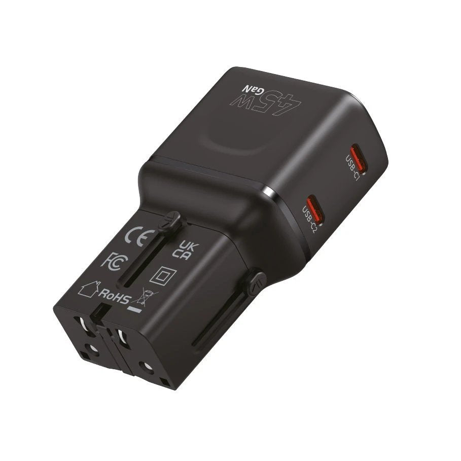Mobile Origin 45w Travel Adapter Eu/Us/Uk/Au Pw26, Black