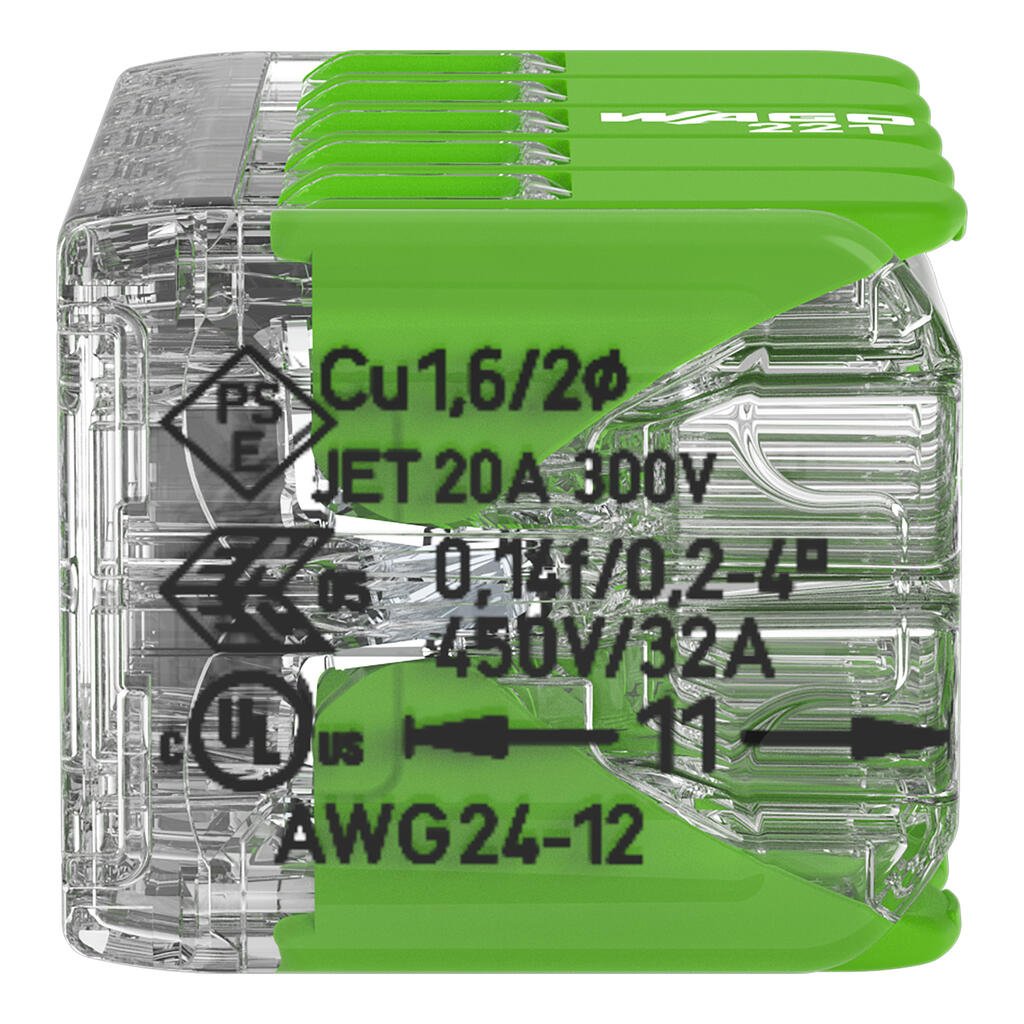 Wago Serie 221 - 10*4mm (15 Unidades) Verde Range