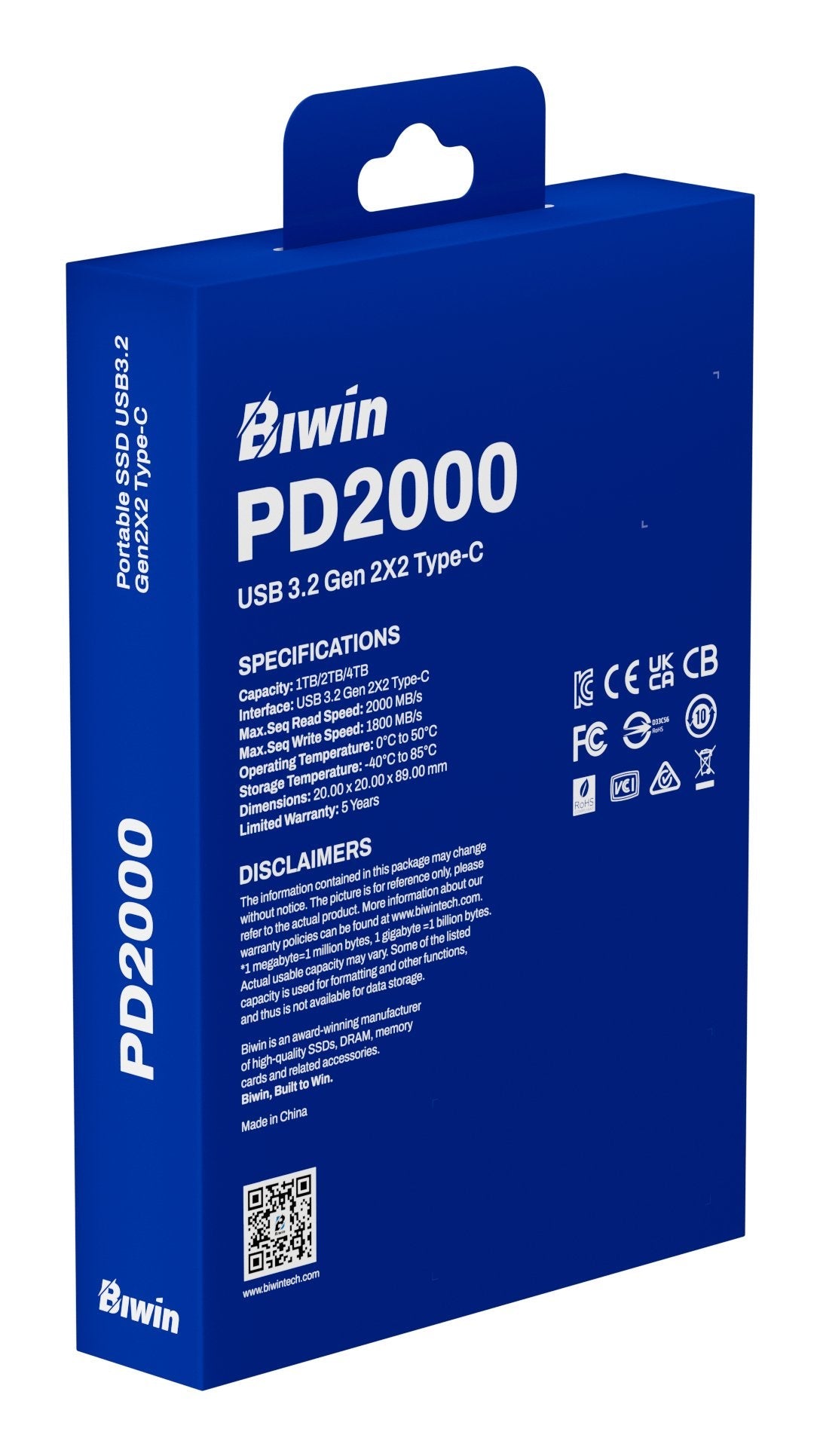EAN 6955914623040 - Biwin PD2000 4 TB USB Tipo C USB 3.2 Gen 2x2 Azul imagen 17