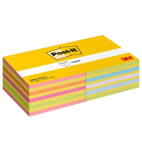 Post-It Pack De 2 Cubos De 450 Notas Adhesivas Reposicionables - Forma Cuadrada - Colores Surtidos