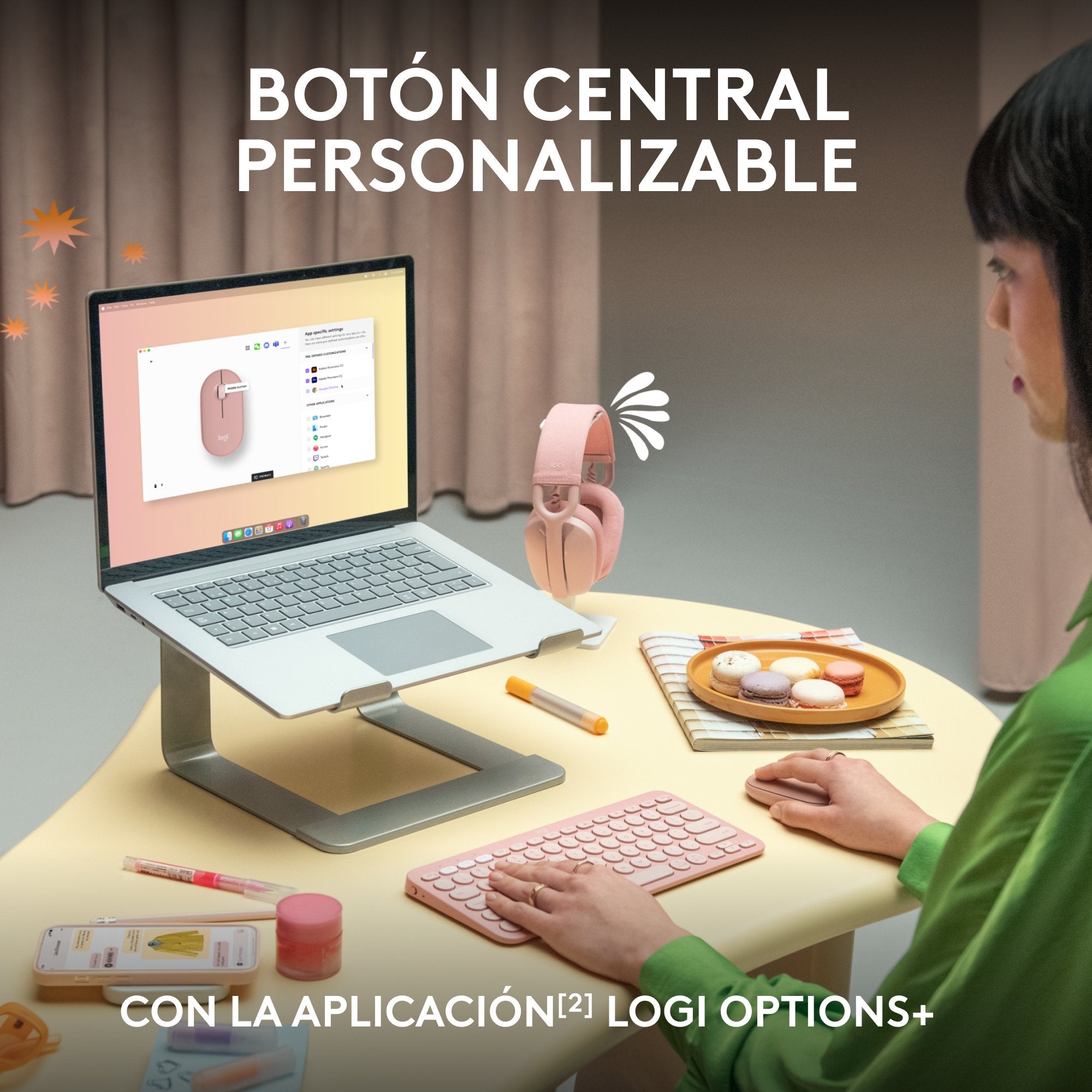 Ratón Logitech Pebble 2 M350s Wireless + Bluetooth Rosa 910-007014