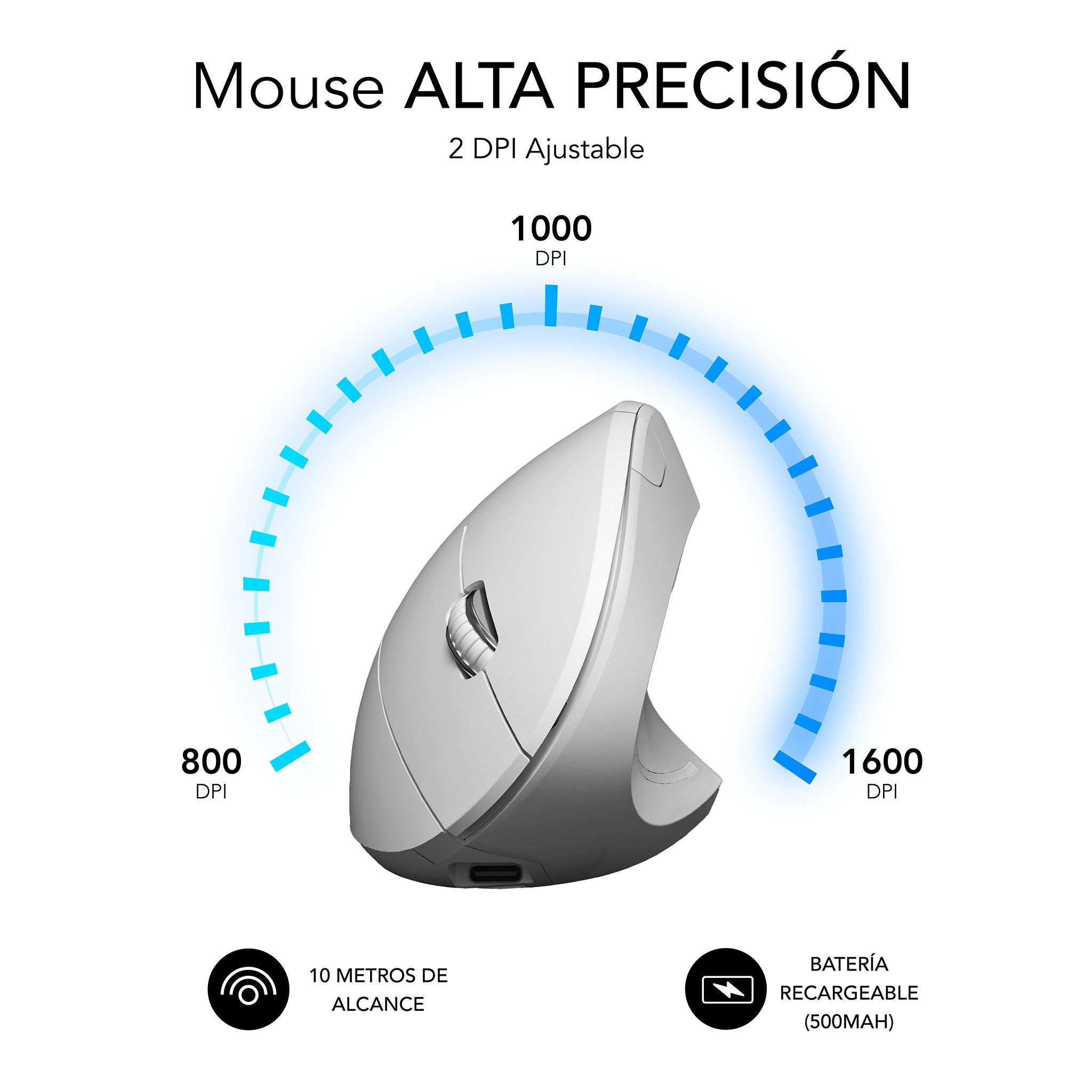 EAN 8436586743062 - SUBBLIM RATON OPTICO DUAL GLIDE VERTICAL ERGO DUAL BATERIA BLANCO ratón Universal mano derecha Bluetooth imagen 6