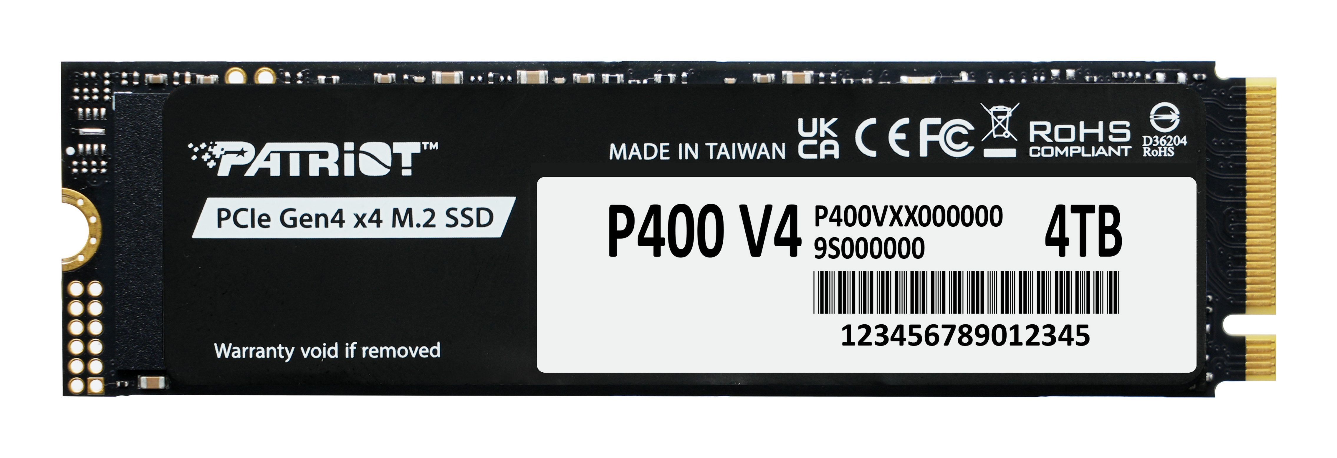 EAN 4711378421675 - Patriot Memory P400 V4 4 TB M.2 PCI Express 4.0 NVMe imagen 1