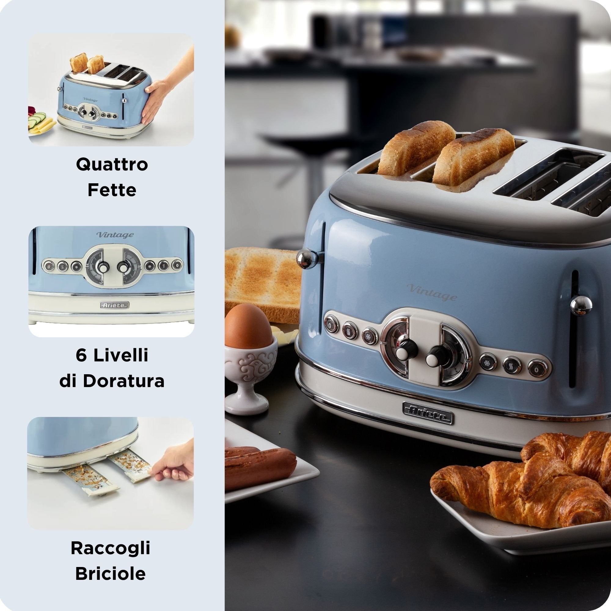 EAN 8003705114951 - Ariete 0156/05 6 4 rebanada(s) 1600 W Azul claro imagen 4