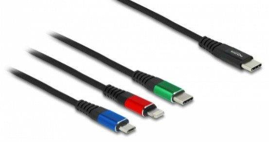 Delock Cable De Carga Usb 3 En 1 Usb Type-C A Lightning / Micro Usb / Usb Type-C 1 M