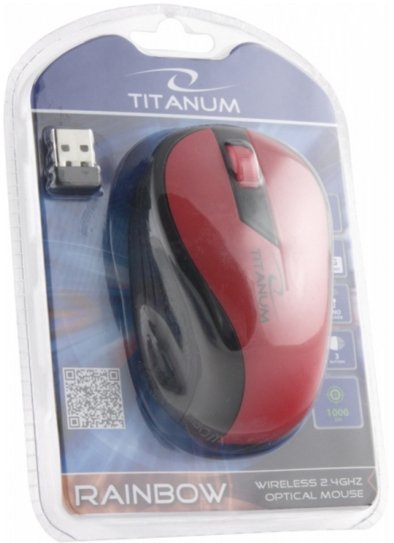 Titanum Tm114r Rainbow - Ratón Óptico Inalámbrico 3d 2.4 Ghz 1000 Dpi 3d Rojo