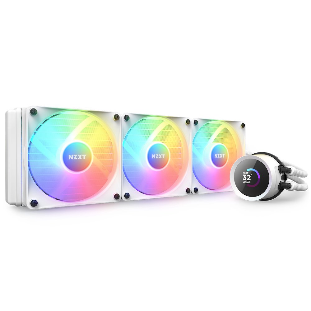 Refrigerador Liquido Cpu Nzxt Kraken 360 Rgb 3x120 Blanco Vent Rgb Display Lcd