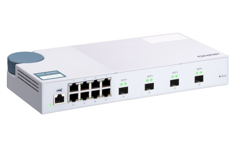 Switch Gestionable Qnap Qsw-M408s 12 Puertos (4*Sfp+ + 8*Rj45 Gigabit) Consola Rj45 Sin Ventilador Formato Sobremesa